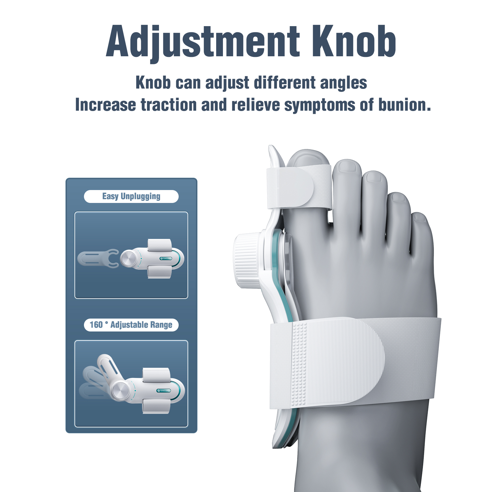 Tenicore Easy Replacement Three Fixing Plates Rotate 129 Degrees Barrier-free Walking Hallux Valgus Bunion Corrector