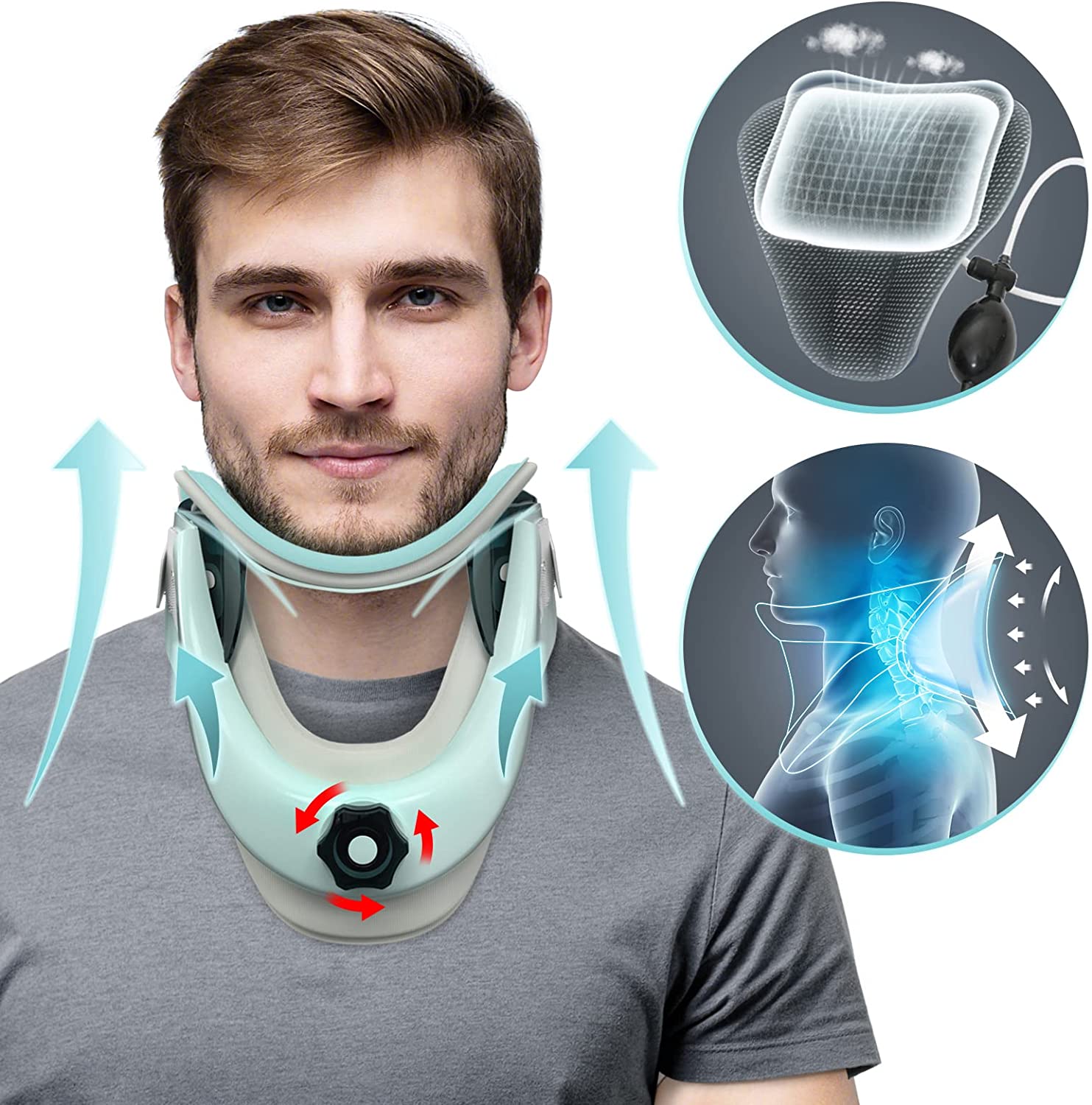 Cervical Neck Traction Device - Adjustable Neck Stretcher Collar for Home Traction Spine Alignment