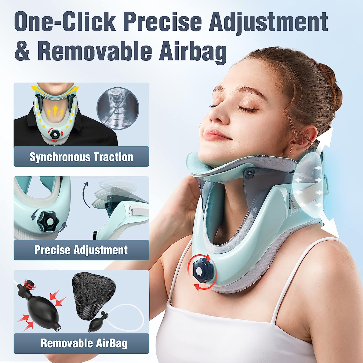 Cervical Neck Traction Device - Adjustable Neck Stretcher Collar for Home Traction Spine Alignment