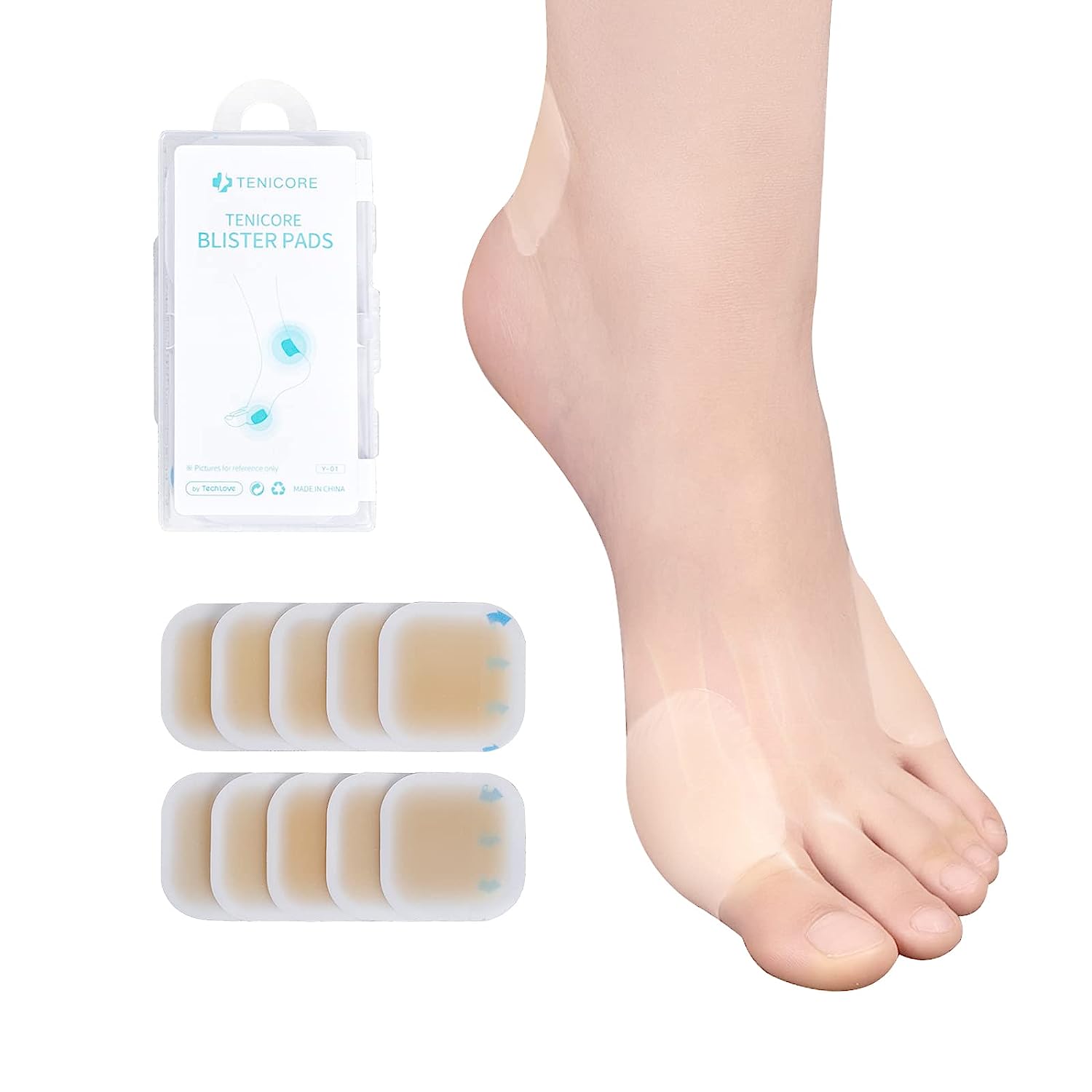 TENICORE Hydrocolloid Dressing Patches Bandages 10PCS Blister Prevention Padding Avoid Skin Blister Foot Protection for Heels